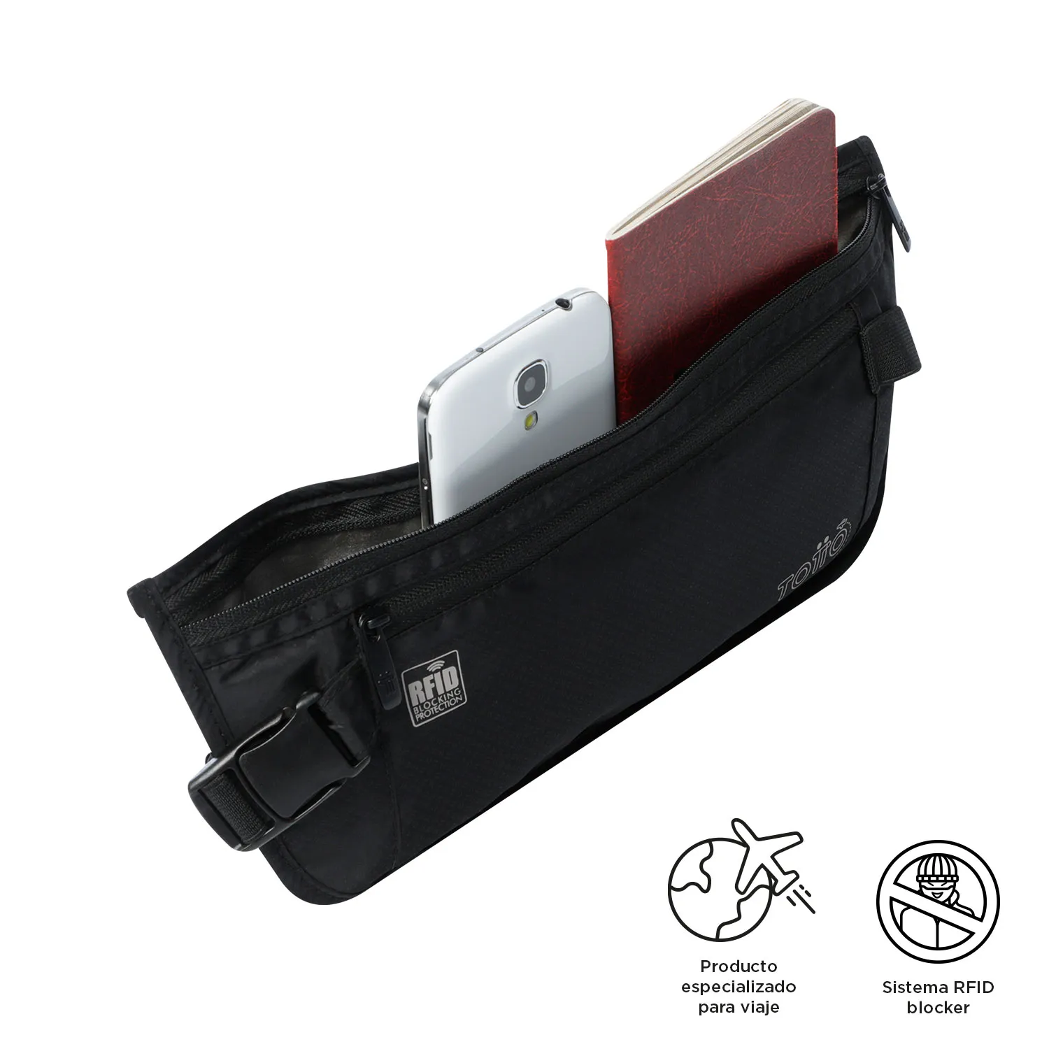 Security Travel Fanny Pack with RFID blocker – Size S – N01 - Imagen 5